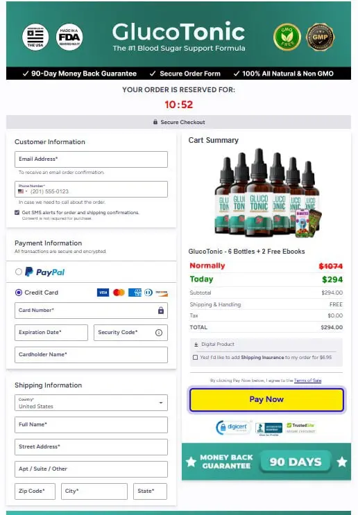 Glucotonic Checkout